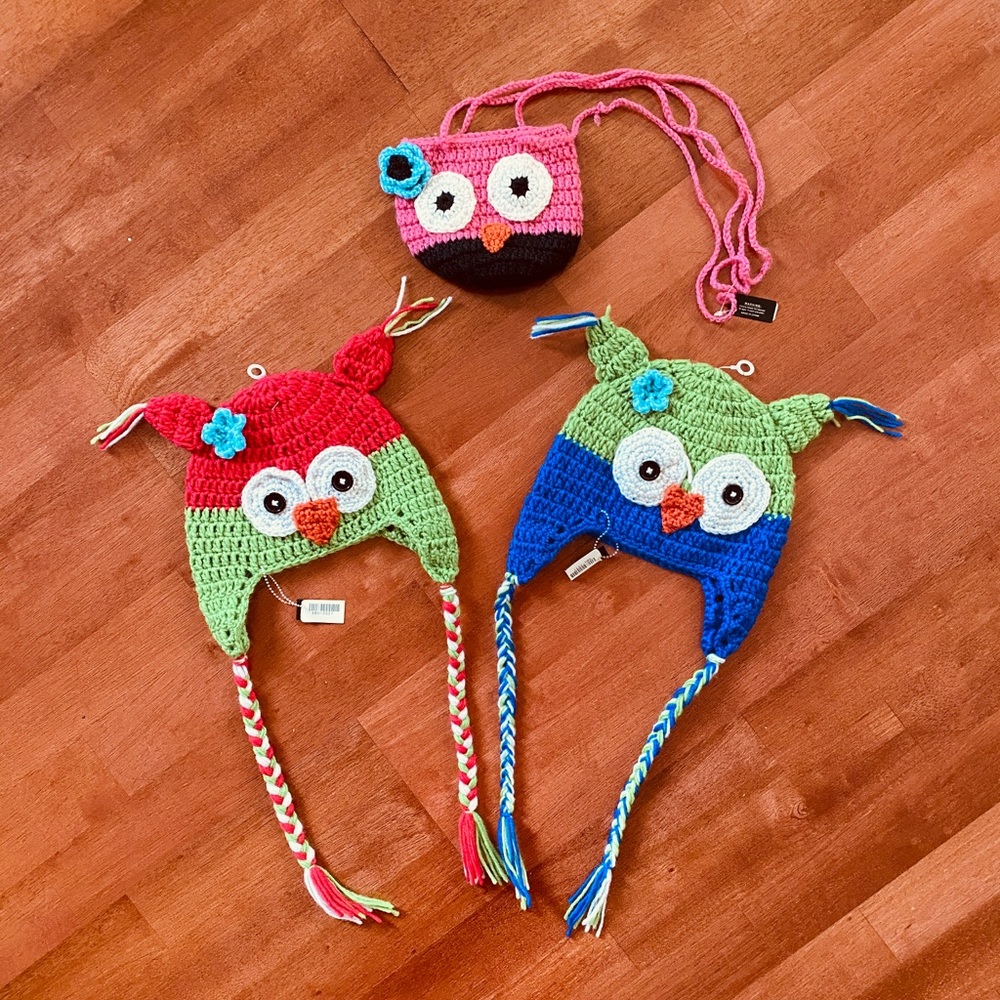 New! KNITTED OWL BEANIES - Picture 1 of 6